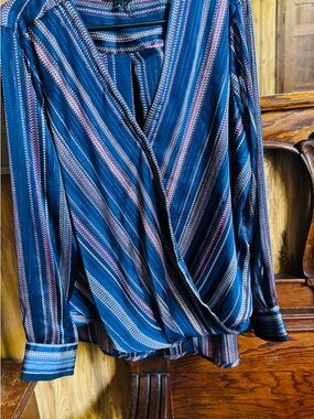 DKNY Navy Striped Top with Pink and White Accents
